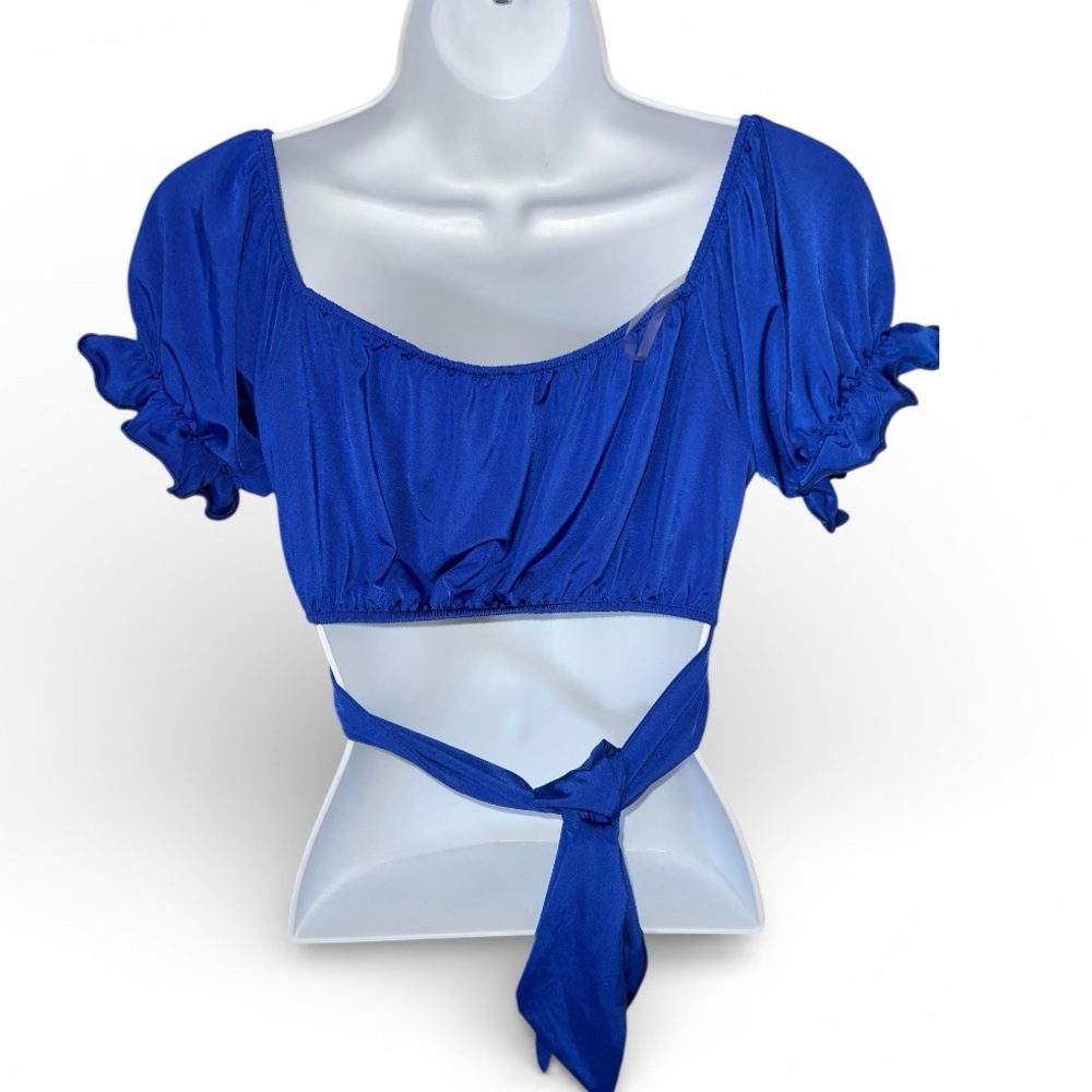 Chocolate Puff Sleeve Tie-Back Crop Tops Bundle (4) - Picture 3 of 7